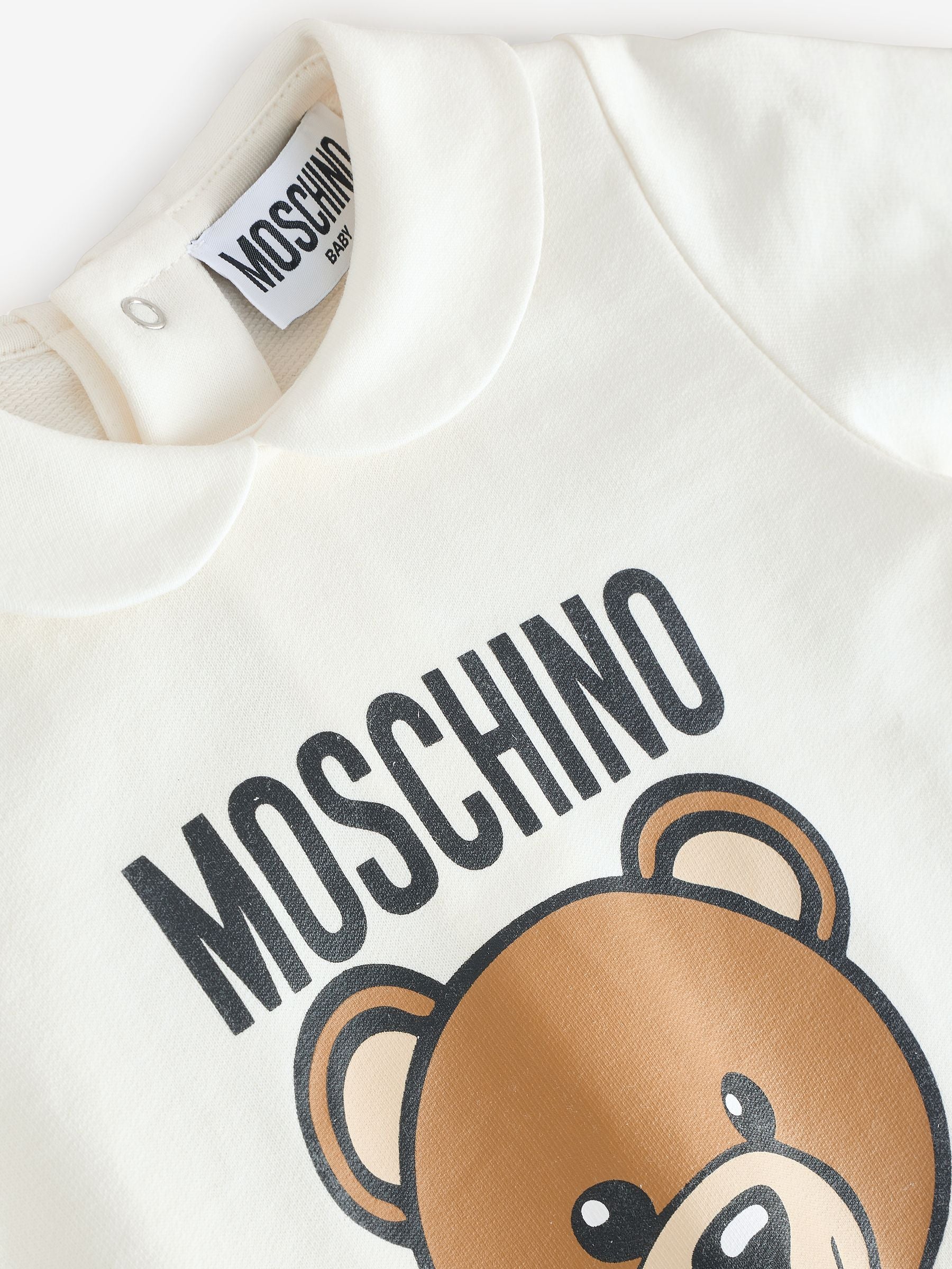 Moschino Cream Baby Logo Sleepsuit With Giftbox image 3