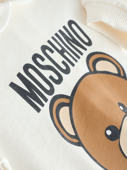 Moschino Cream Baby Logo Sleepsuit With Giftbox image 4