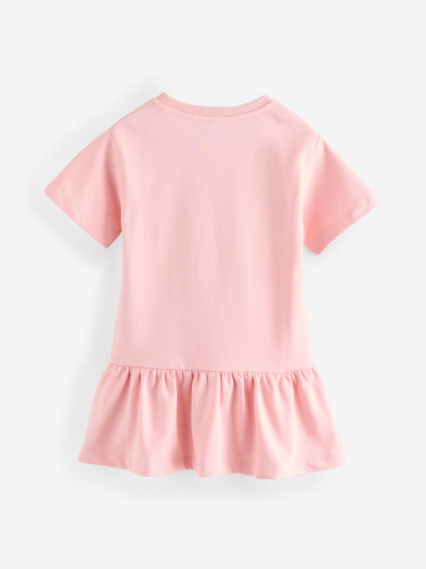 Moschino Pink Logo Jersey Short Sleeve Dress With Peplum Hem image 2