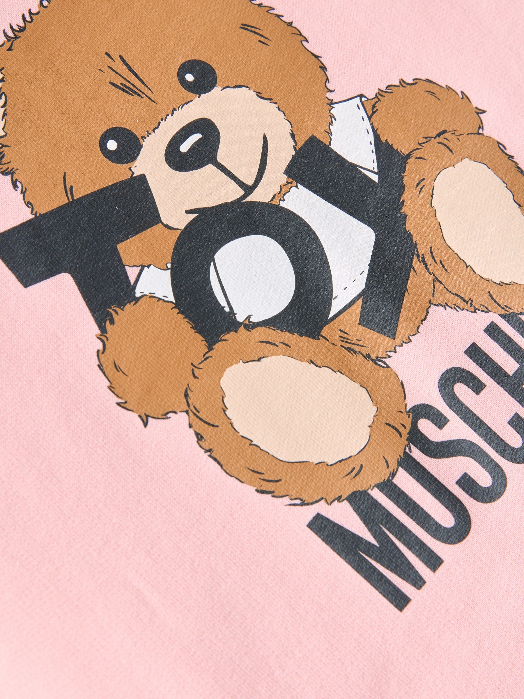 Moschino Pink Logo Jersey Short Sleeve Dress With Peplum Hem image 4