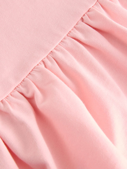 Moschino Pink Logo Jersey Short Sleeve Dress With Peplum Hem image 5