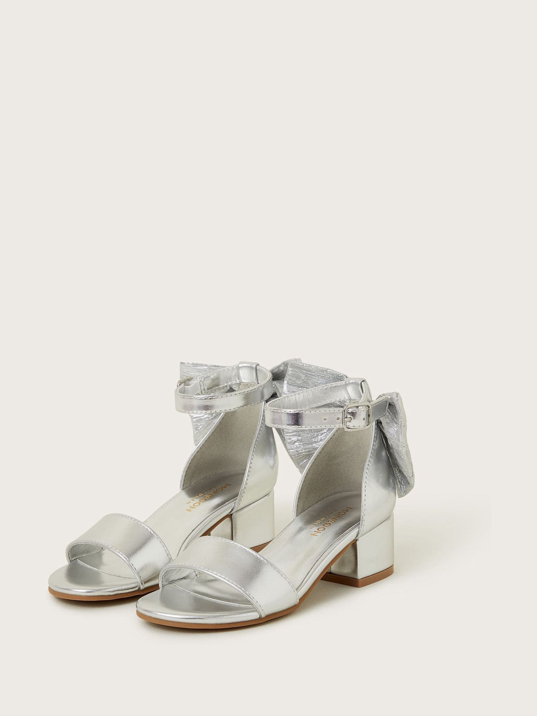 Monsoon Silver Two Part Bow Heels image 1
