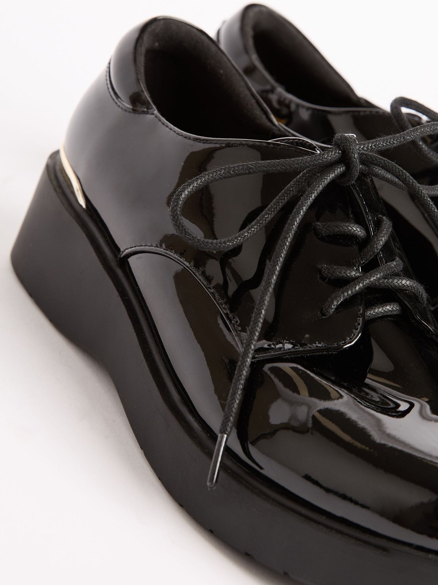 Lipsy Black Heel Clip Wedge Brogue School Shoes image 3