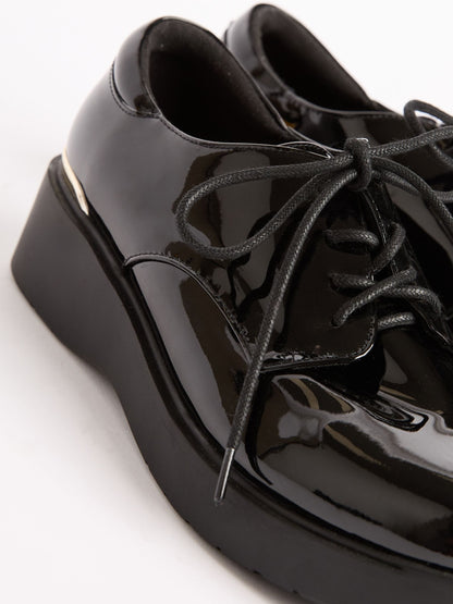 Lipsy Black Heel Clip Wedge Brogue School Shoes image 3