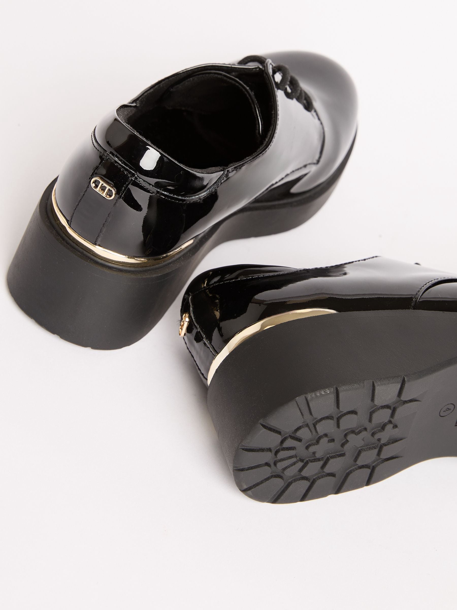 Lipsy Black Heel Clip Wedge Brogue School Shoes image 4