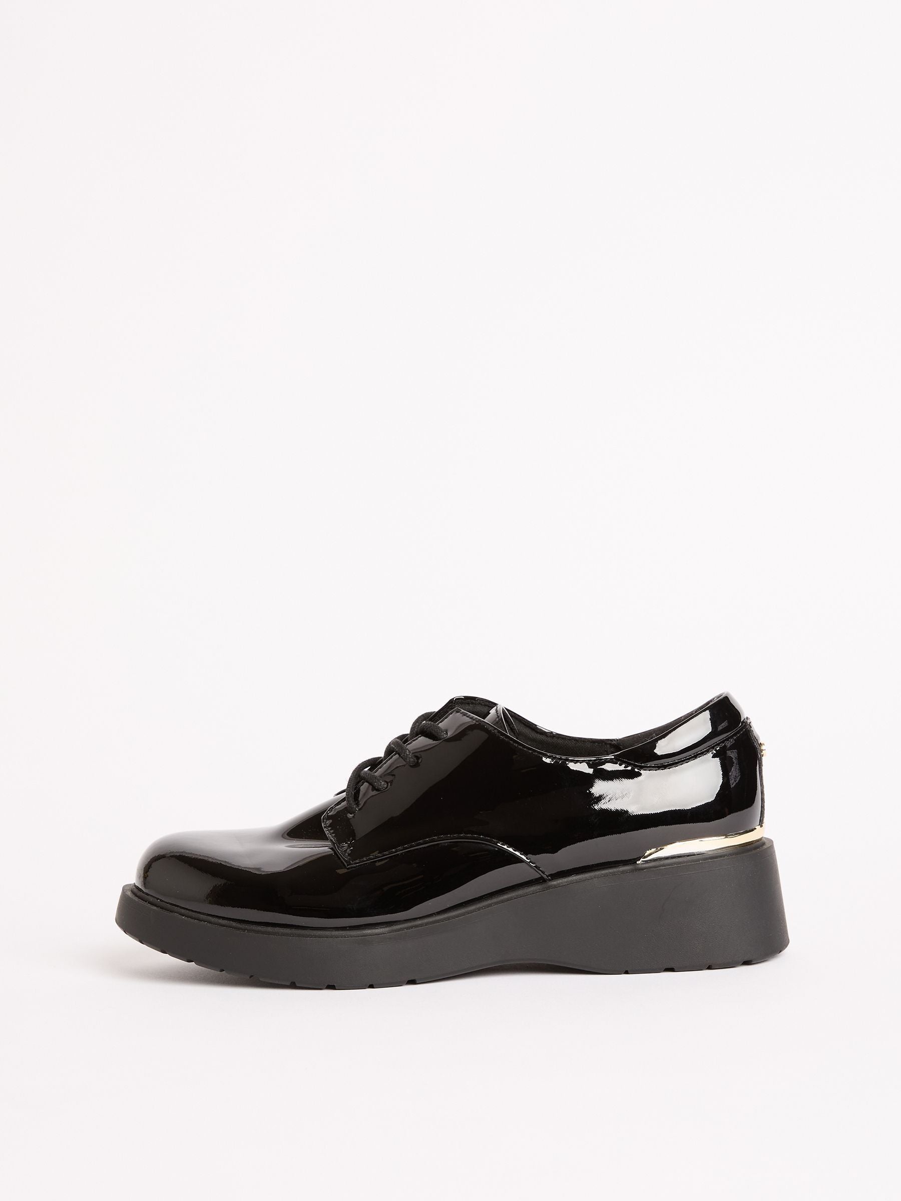 Lipsy Black Heel Clip Wedge Brogue School Shoes image 5
