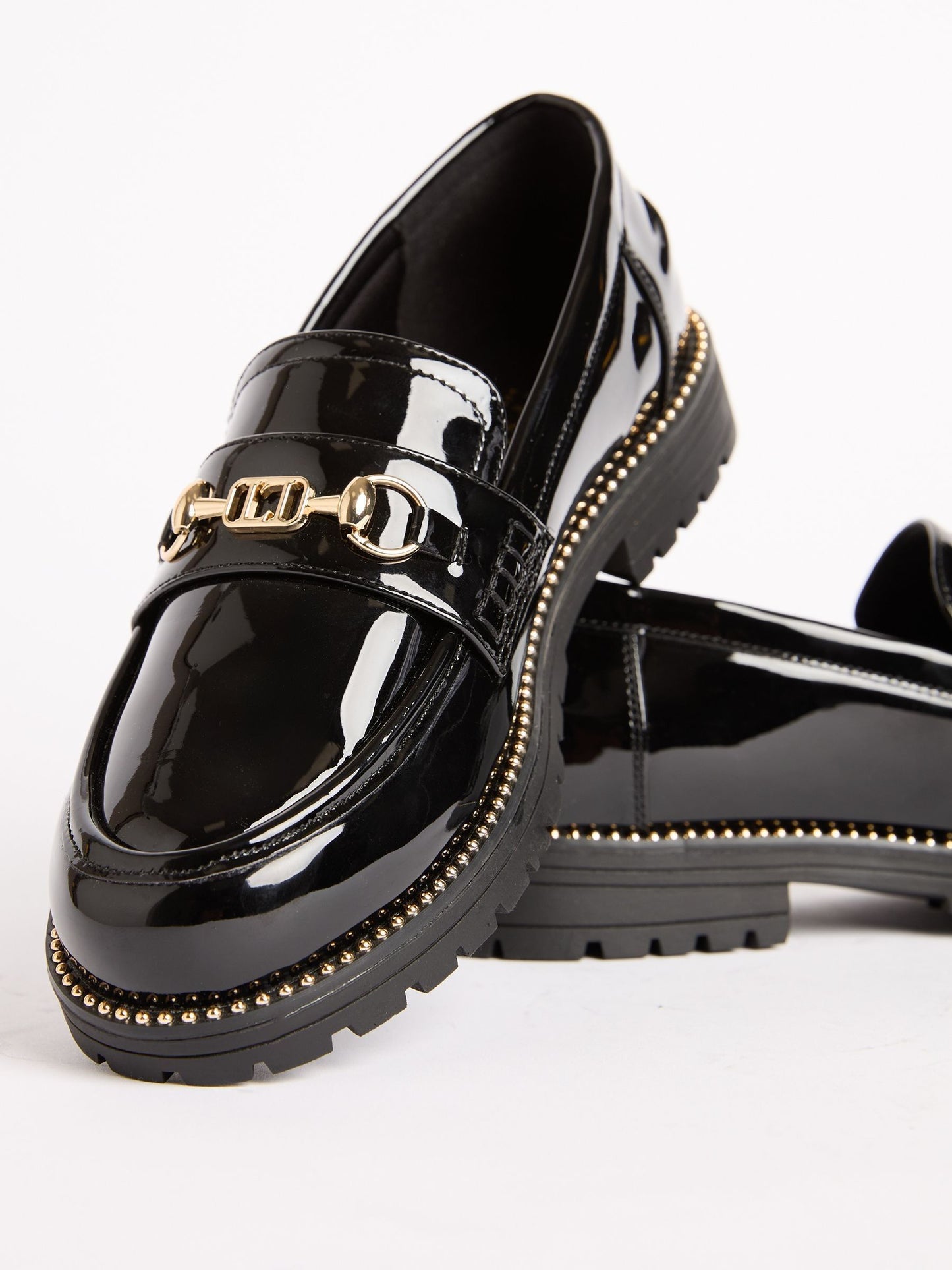 Lipsy Black Patent Snaffle Detail School Loafer Shoes image 1