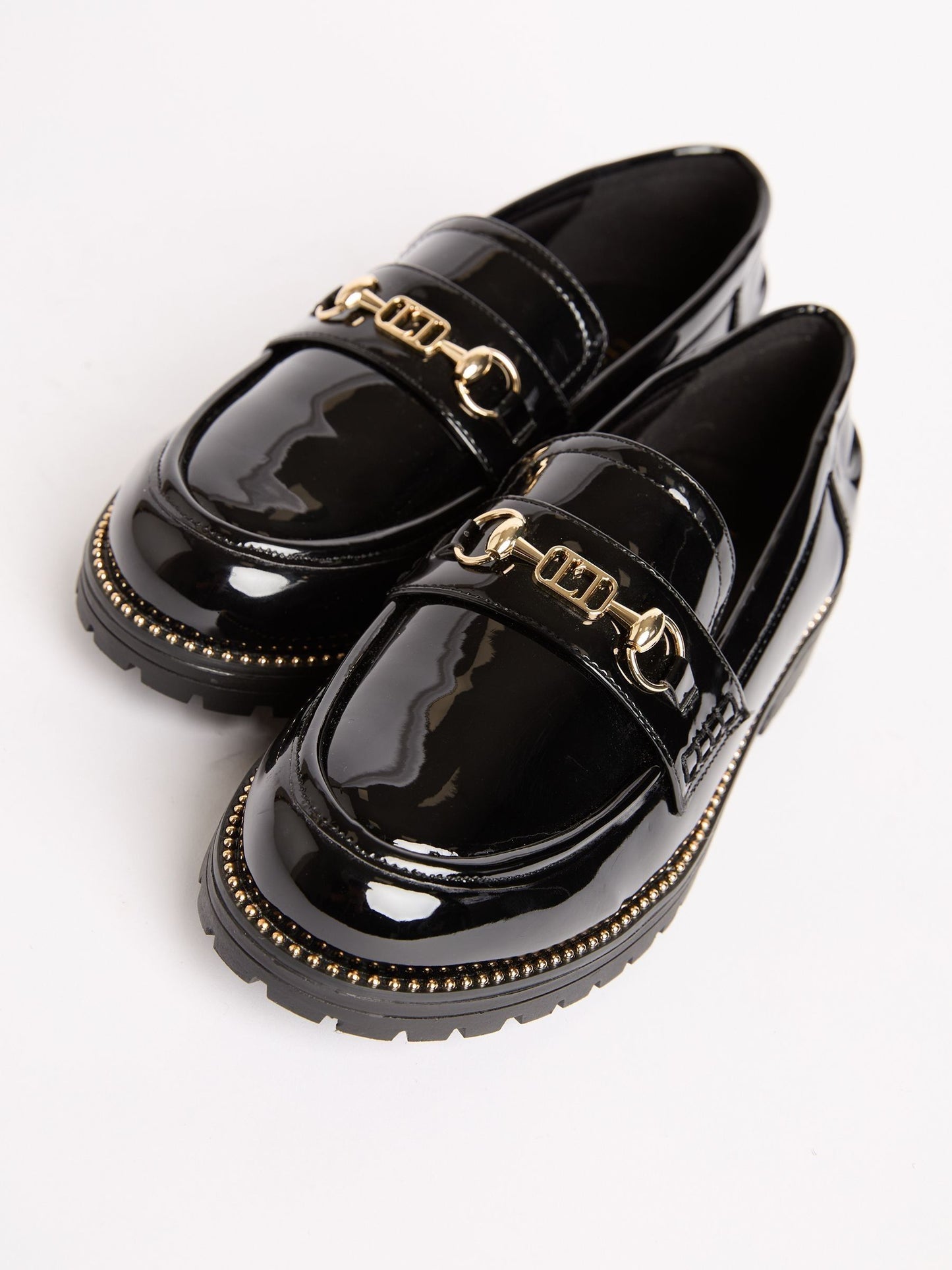 Lipsy Black Patent Snaffle Detail School Loafer Shoes image 2