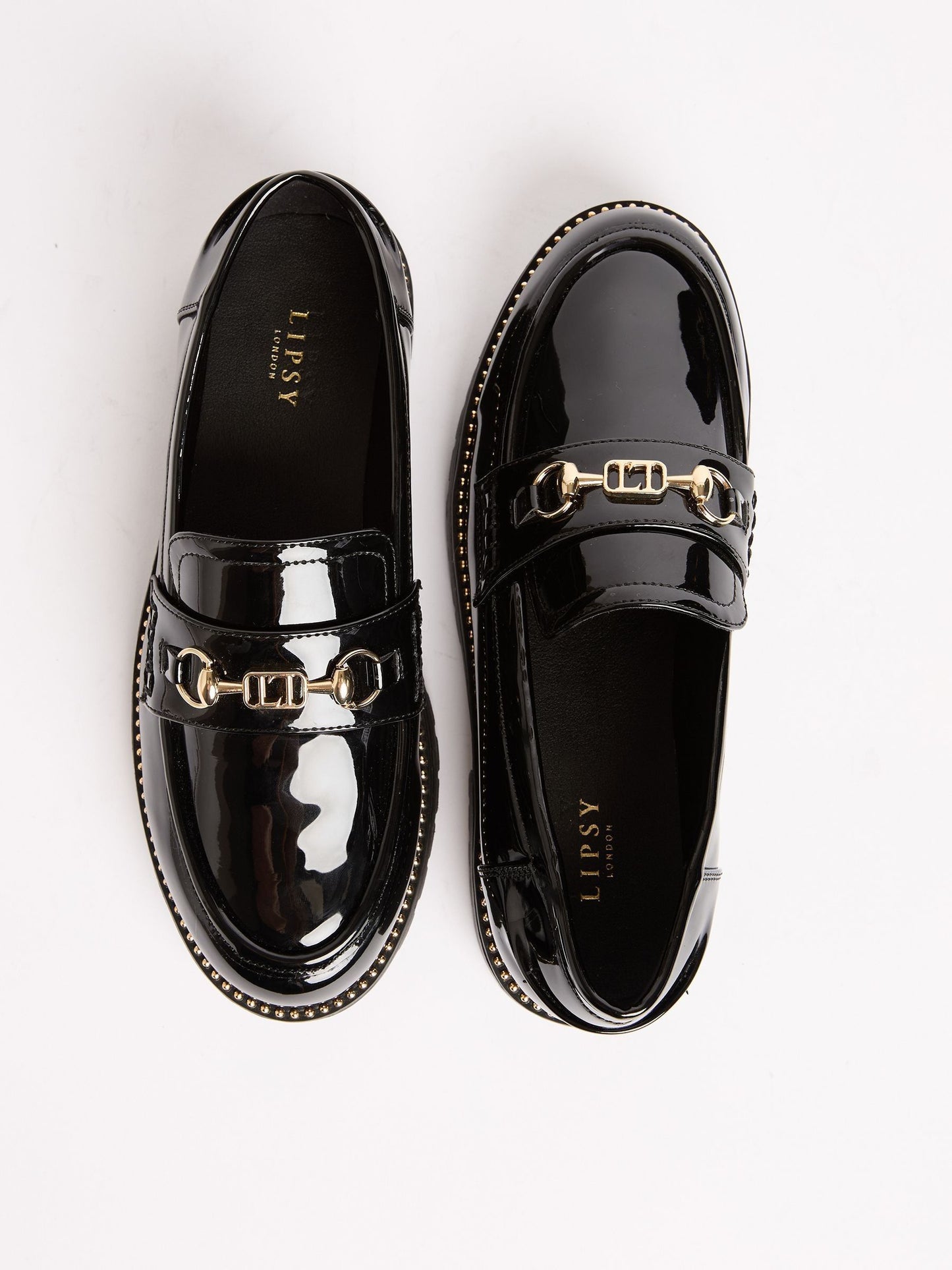 Lipsy Black Patent Snaffle Detail School Loafer Shoes image 3