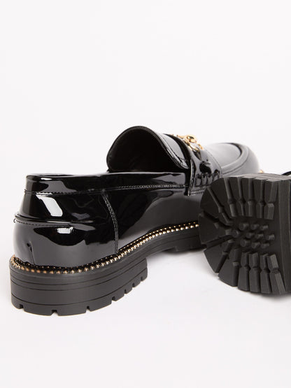 Lipsy Black Patent Snaffle Detail School Loafer Shoes image 4