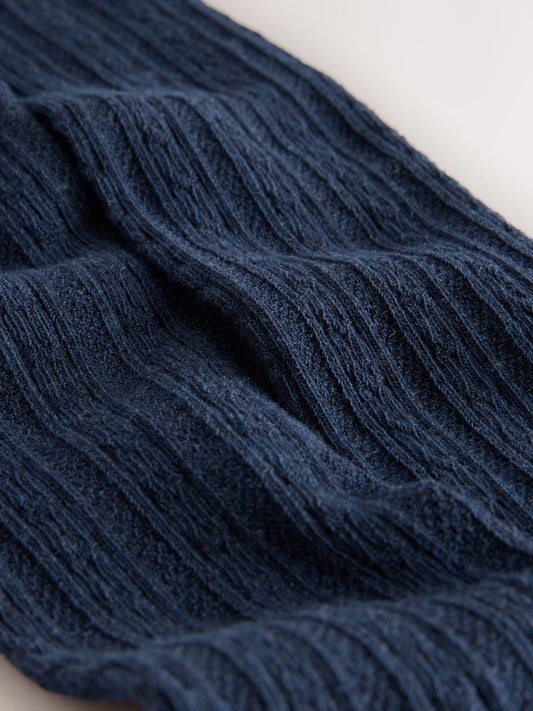 Navy Blue Longer Length Cotton Rich Cable Tights image 3