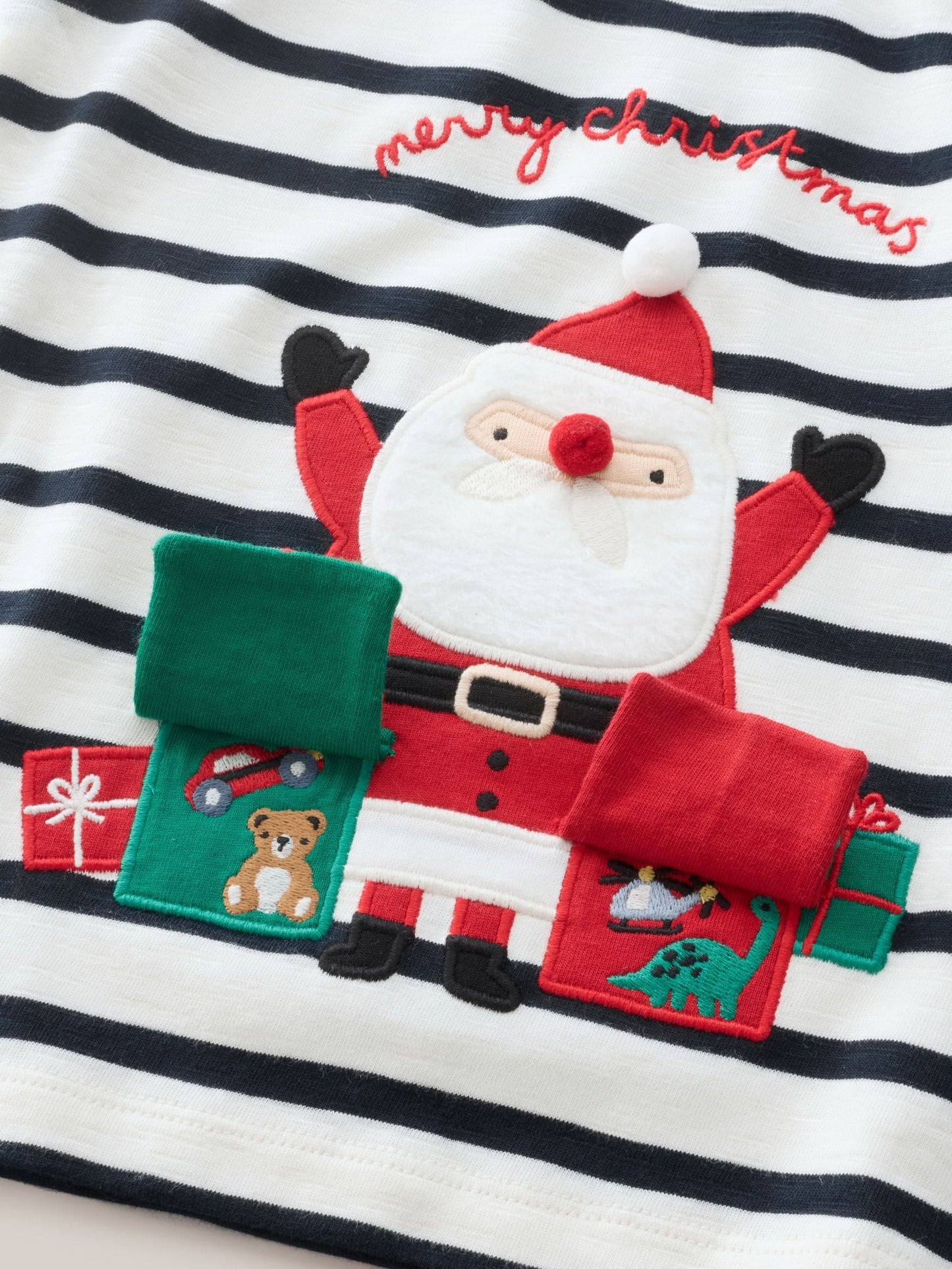 White/Blue Santa Appliqué Christmas Long Sleeve T-Shirt (3mths-7yrs) image 9