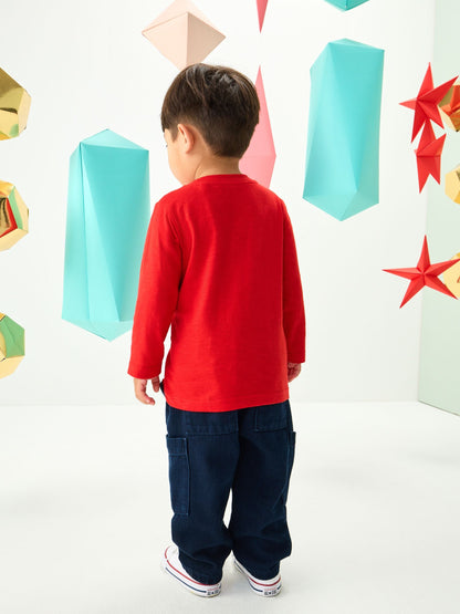 Red Trio Character Appliqué Christmas Long Sleeve T-Shirt (3mths-8yrs)