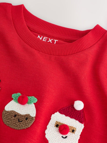 Red Trio Character Appliqué Christmas Long Sleeve T-Shirt (3mths-8yrs)