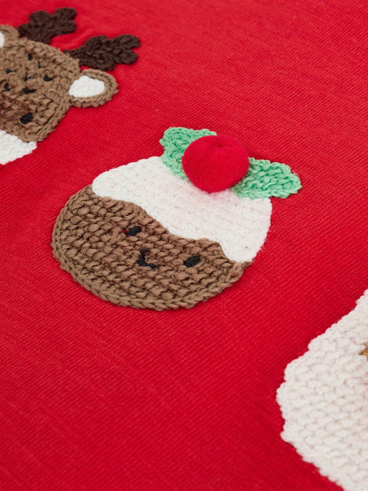 Red Trio Character Appliqué Christmas Long Sleeve T-Shirt (3mths-8yrs)