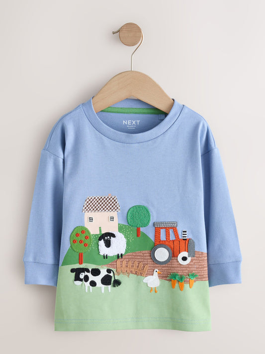 Dsiney Kidz - Green Farm Scene Long Sleeve Appliqué T-Shirt (3mths-7yrs) image 1