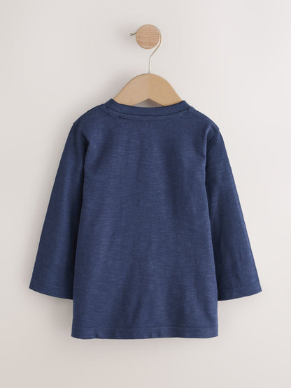 Navy Santa Train Appliqué Christmas Long Sleeve T-Shirt (3mths-7yrs)