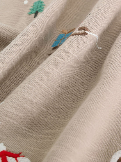 Stone All-Over Embroidered Christmas Long Sleeve T-Shirt (3mths-7yrs)