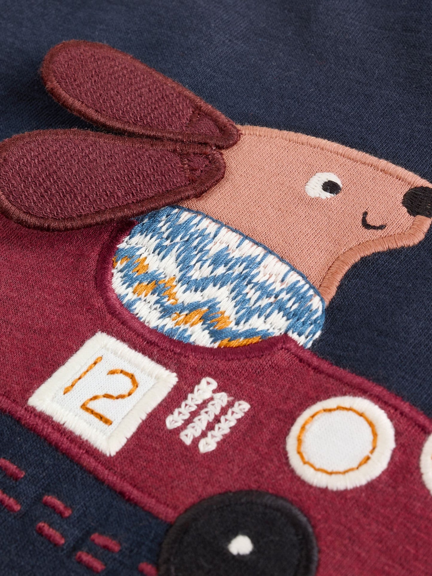 Navy Hotchpotch Dog Car Long Sleeve Appliqué T-Shirt (3mths-7yrs) image 5