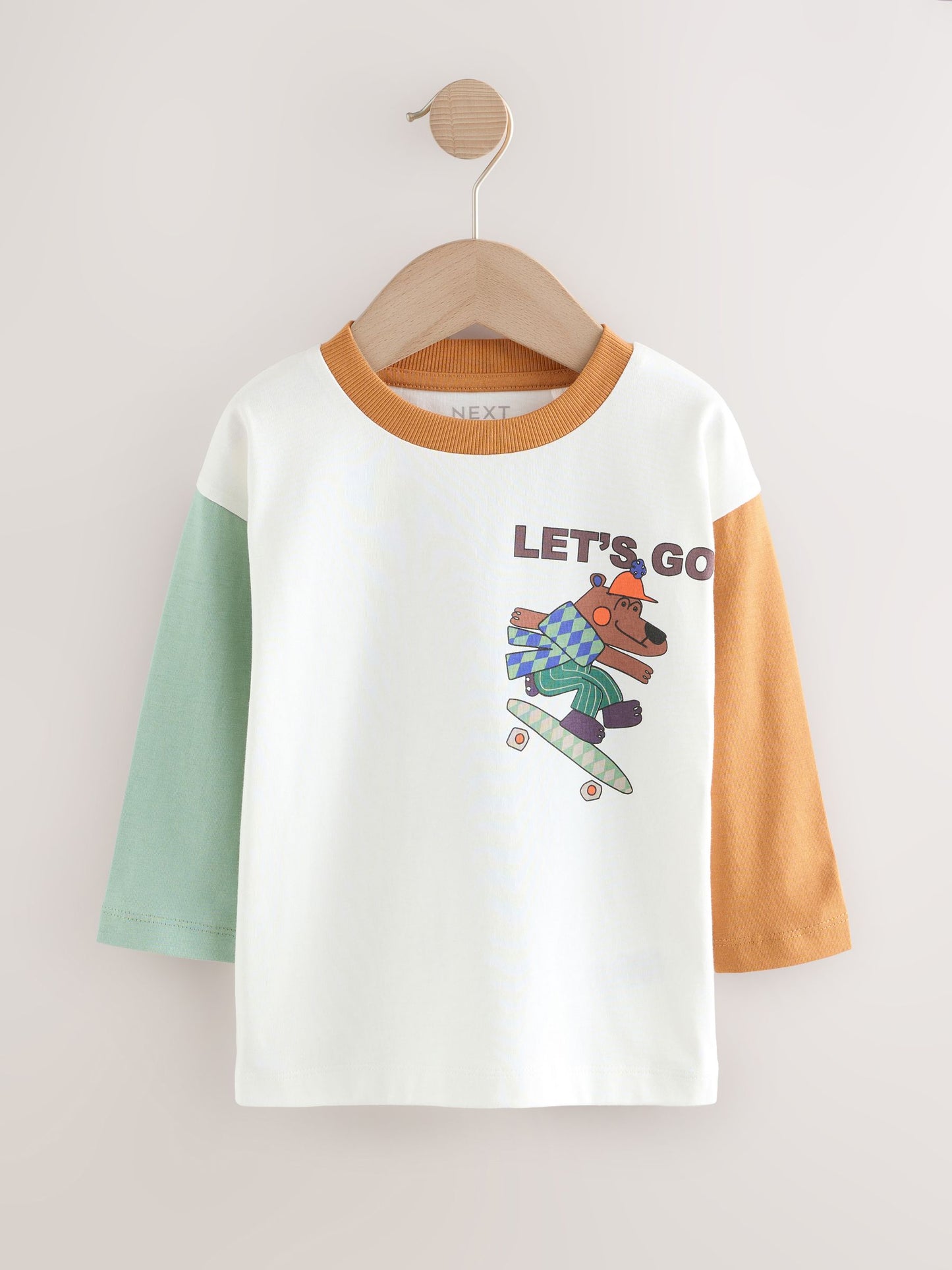 Dsiney Kidz - White Skate Bear Long Sleeve Back Print T-Shirt (3mths-7yrs) image 1