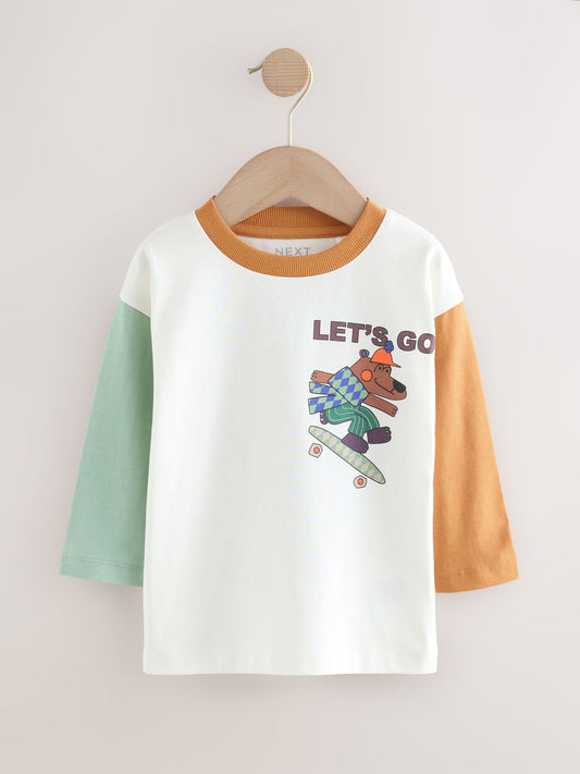 Disney Kidz - White Skate Bear Long Sleeve Back Print T-Shirt (3mths-7yrs) image 1