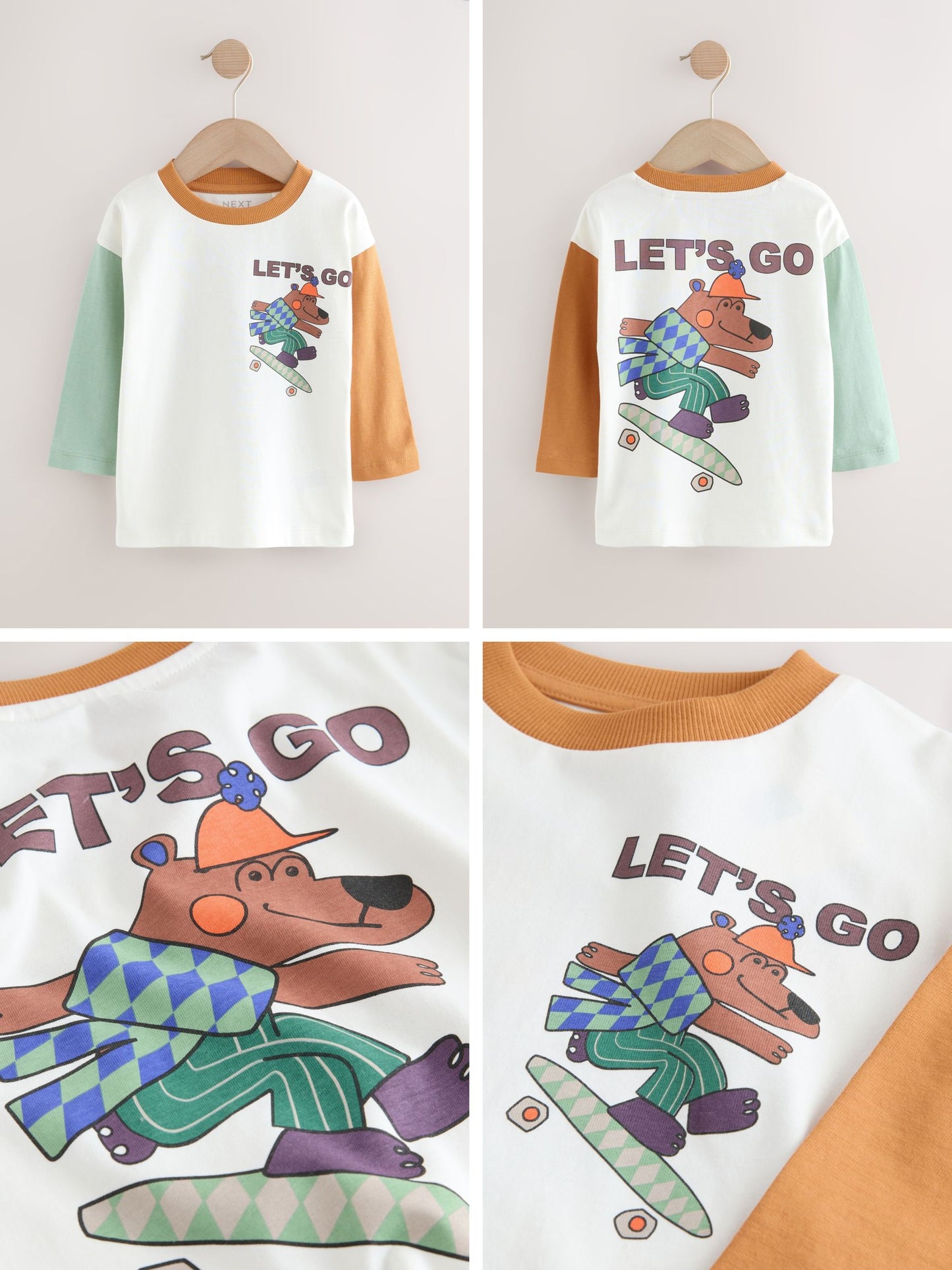 Dsiney Kidz - White Skate Bear Long Sleeve Back Print T-Shirt (3mths-7yrs) image 3