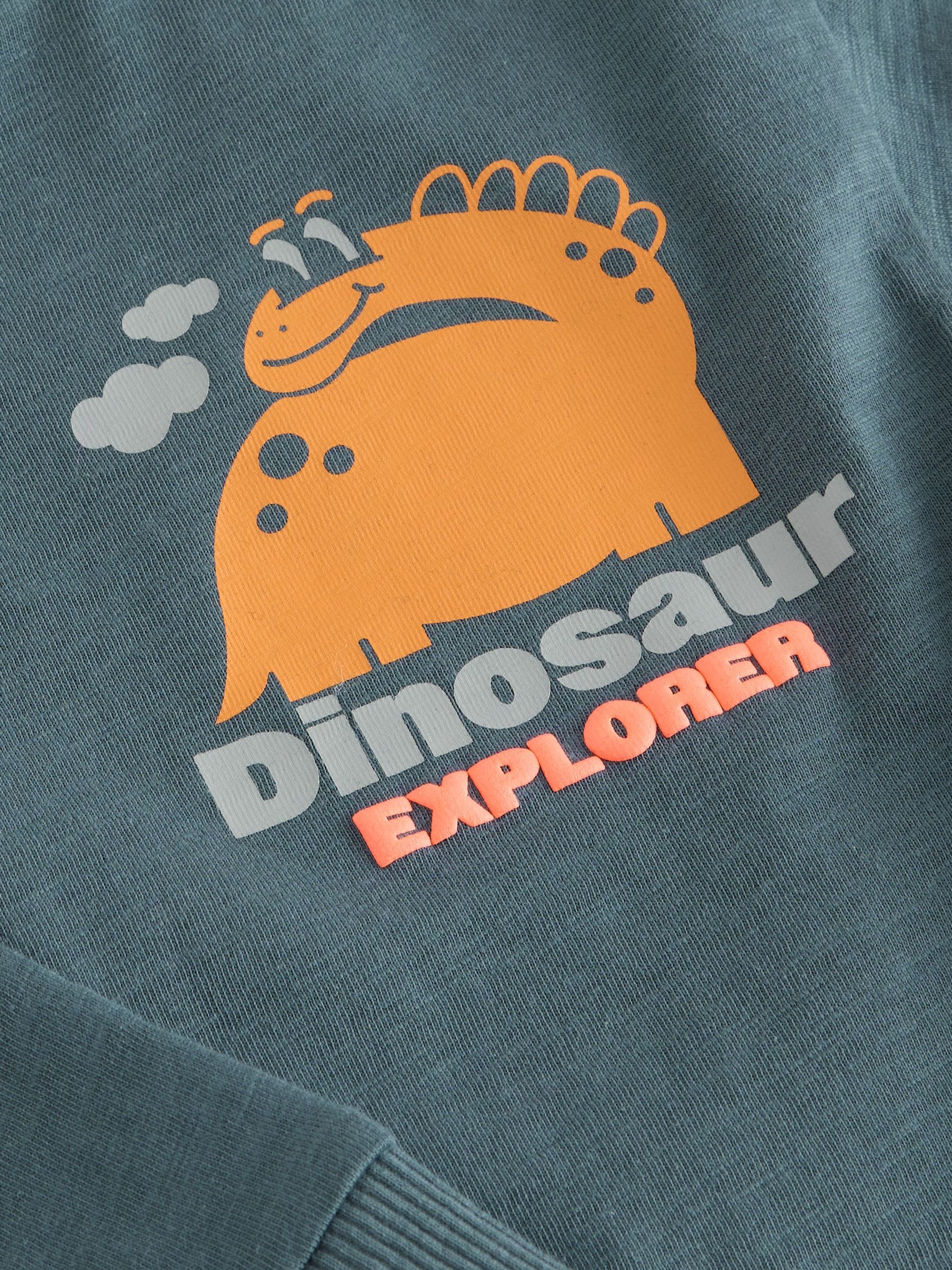 Charcoal Grey Dinosaur Long Sleeve Back Print T-Shirt (3mths-7yrs) image 4