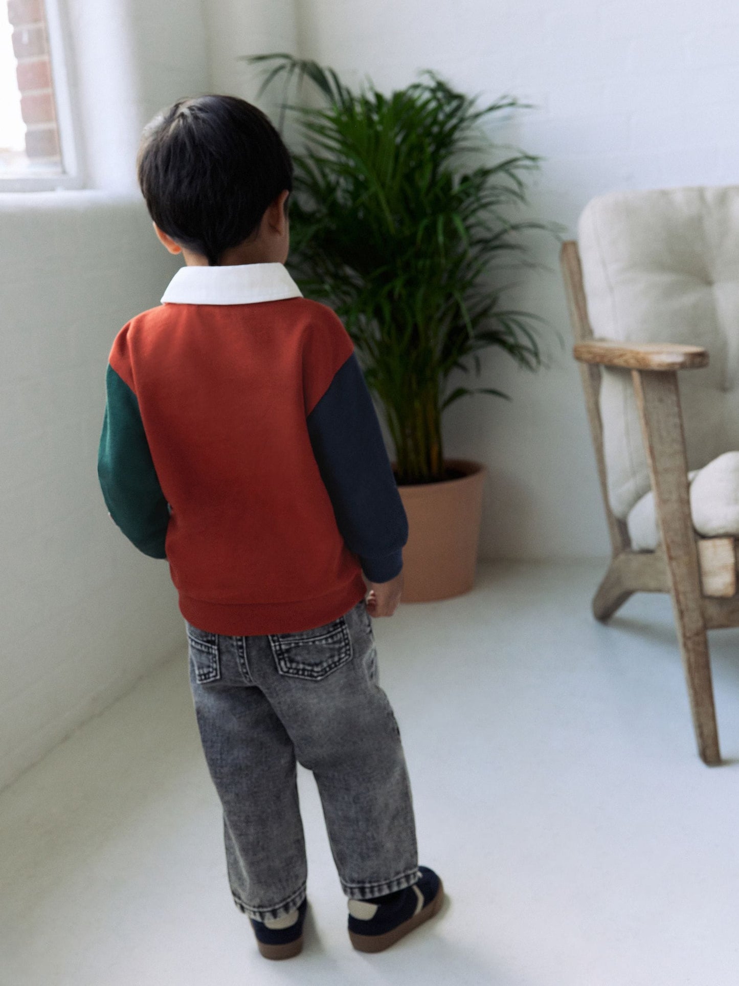 Dsiney Kidz - Rust Brown Colourblock Long Sleeve Rugby Polo Shirt (3mths-7yrs) image 4