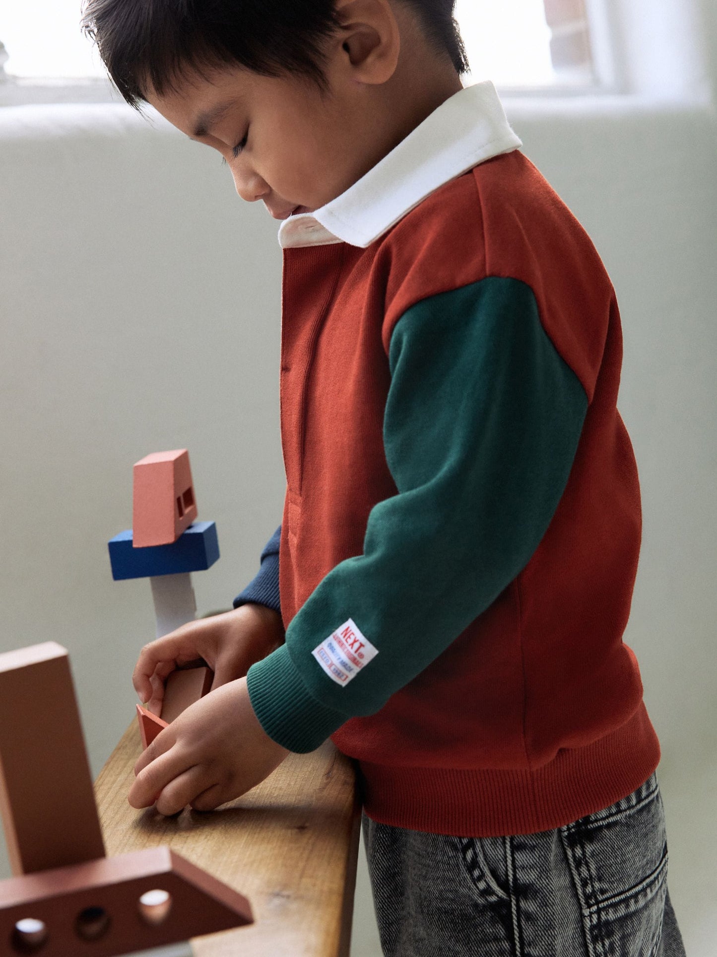 Dsiney Kidz - Rust Brown Colourblock Long Sleeve Rugby Polo Shirt (3mths-7yrs) image 5