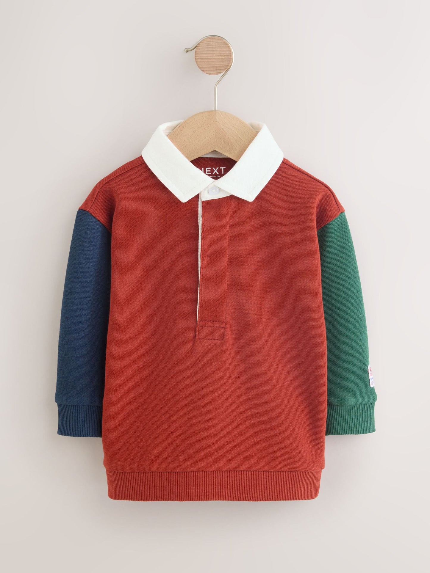 Dsiney Kidz - Rust Brown Colourblock Long Sleeve Rugby Polo Shirt (3mths-7yrs) image 6
