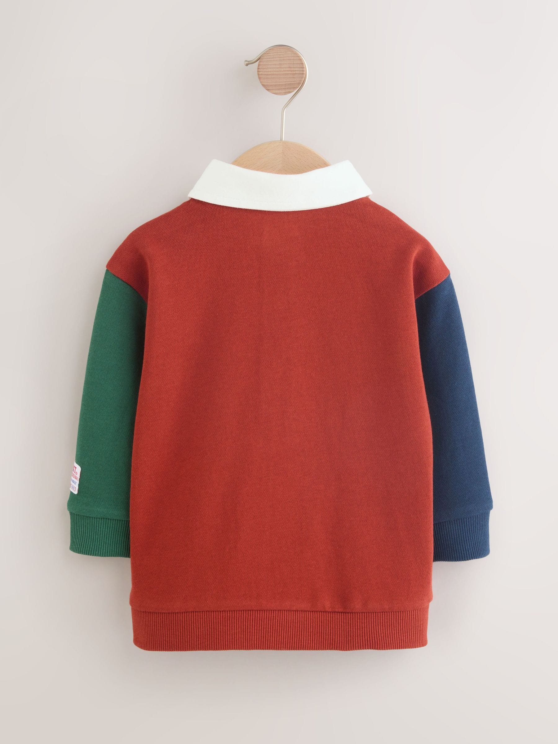 Dsiney Kidz - Rust Brown Colourblock Long Sleeve Rugby Polo Shirt (3mths-7yrs) image 7