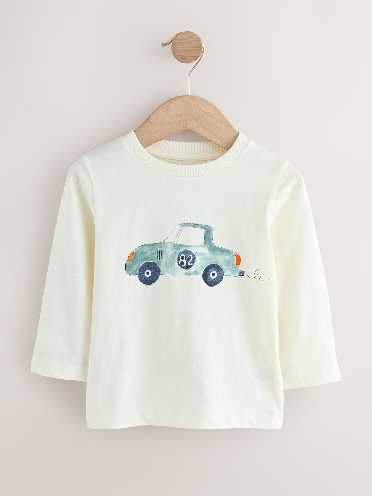 Blue Watercolour Car Long Sleeve Animal Print Character T-Shirts 3 Pack (3mths-7yrs) image 4