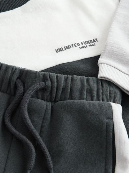 Black/White Long Sleeve Soft Touch T-Shirt and Joggers Set (3mths-7yrs) image 7