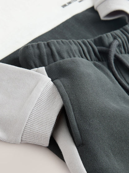 Black/White Long Sleeve Soft Touch T-Shirt and Joggers Set (3mths-7yrs) image 8
