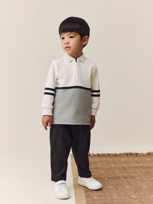 Disney Kidz - Grey/White Zip Long Sleeve Polo Shirt And Joggers Set (3mths-7yrs) image 1