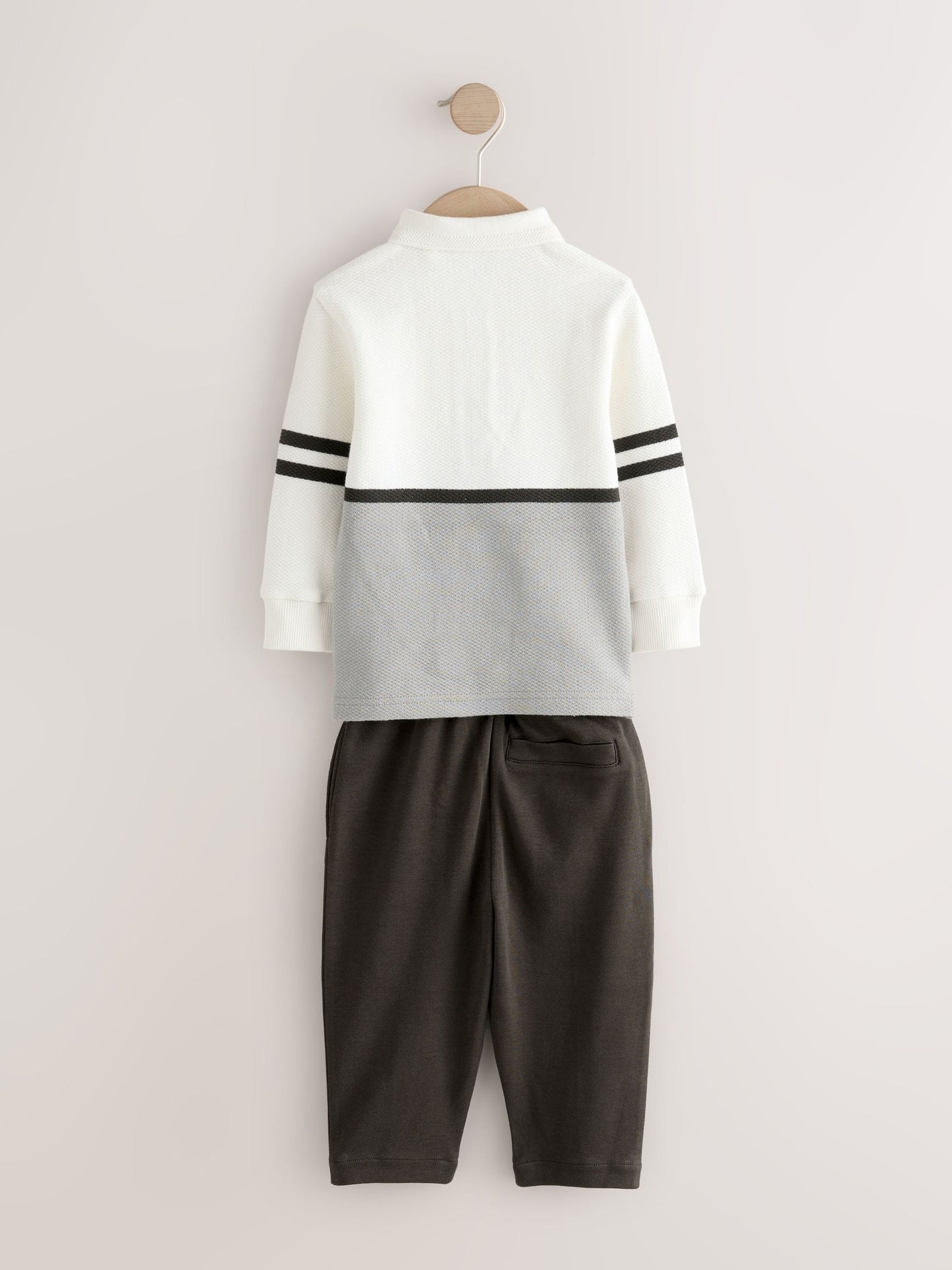 Grey/White Zip Long Sleeve Polo Shirt And Joggers Set (3mths-7yrs) image 7