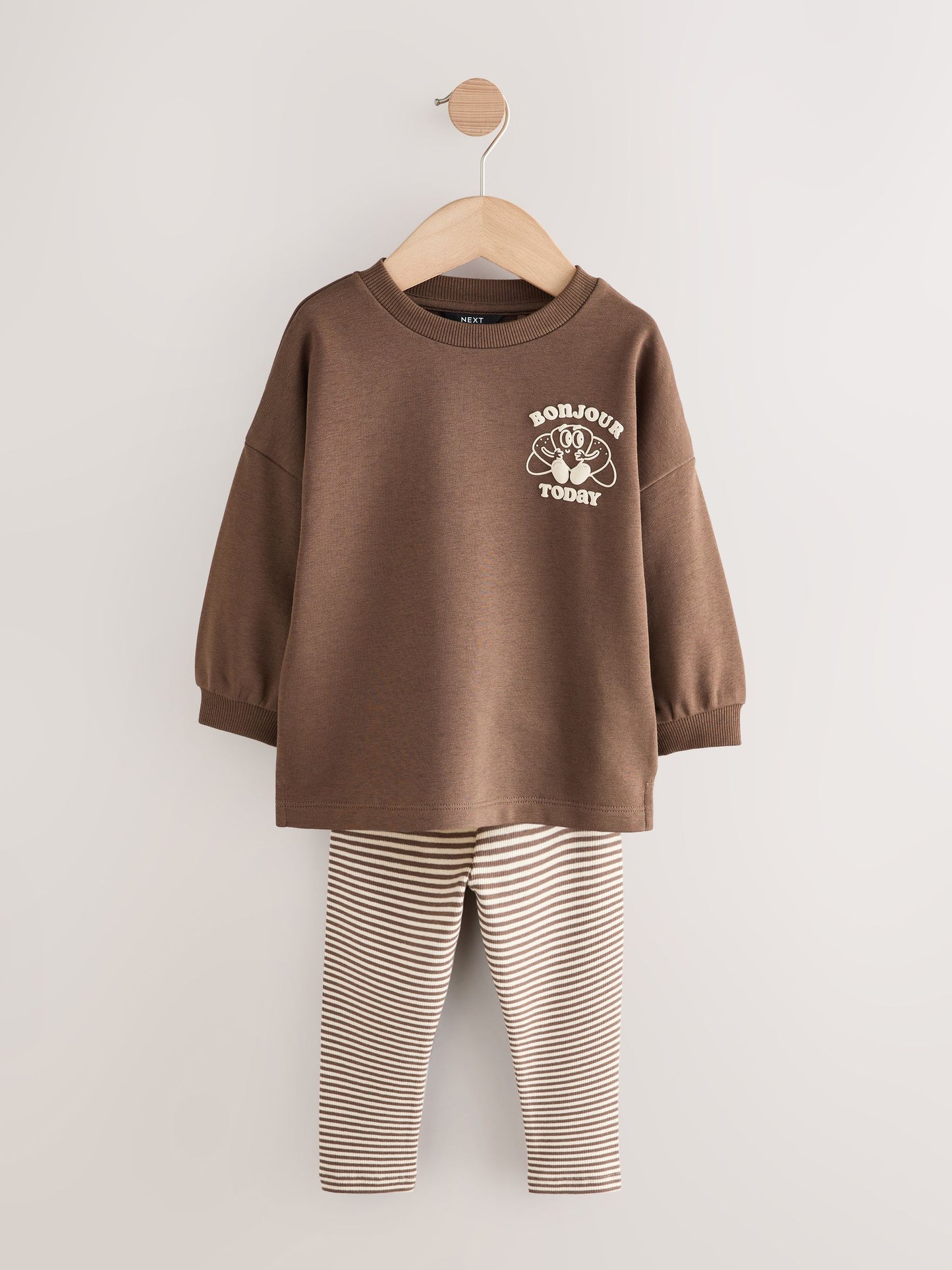 Brown/Cream Babyccino Long Sleeve Tops & Leggings Set 2 Pack (3mths-7yrs) image 5