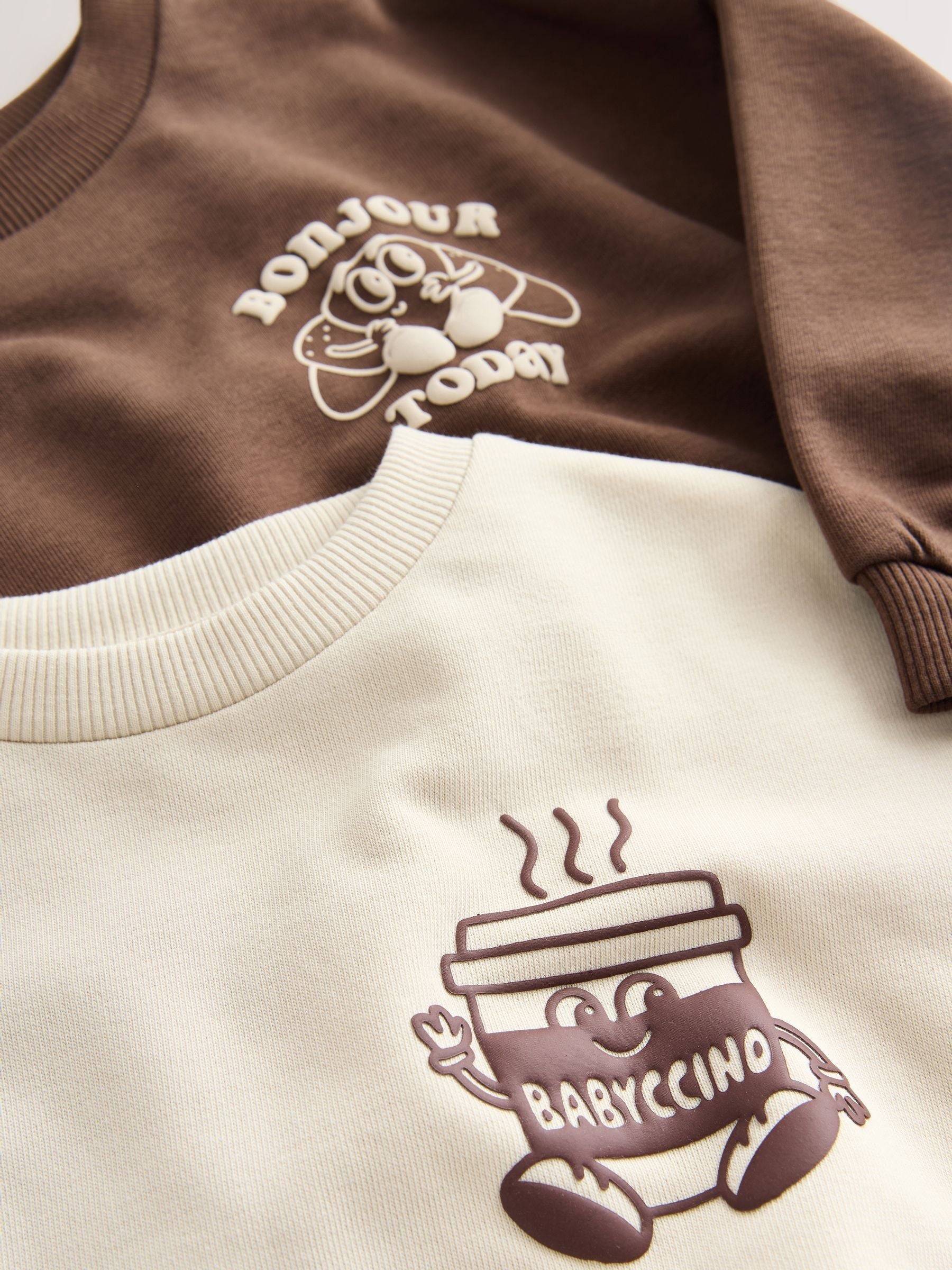 Brown/Cream Babyccino Long Sleeve Tops & Leggings Set 2 Pack (3mths-7yrs) image 8