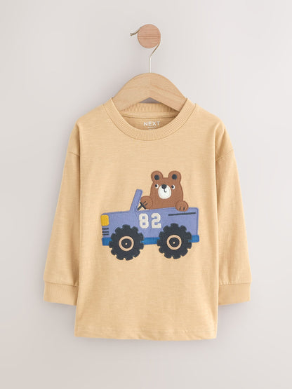 Blue Woodland Long Sleeve Appliqué T-Shirts 3 Pack (3mths-7yrs) image 3