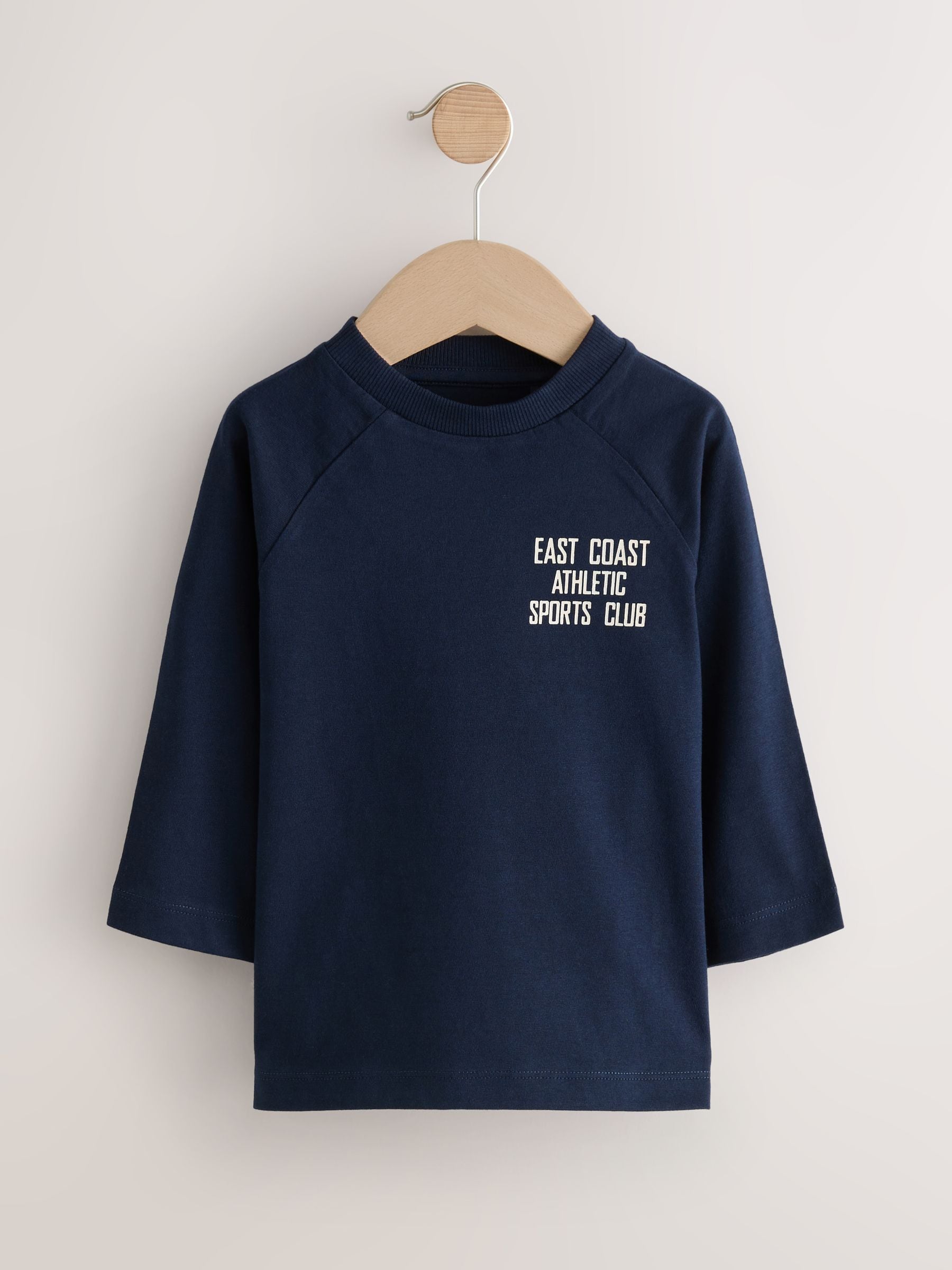 Navy Varsity Long Sleeve Graphic Print T-Shirts 3 Pack (3mths-7yrs) image 4