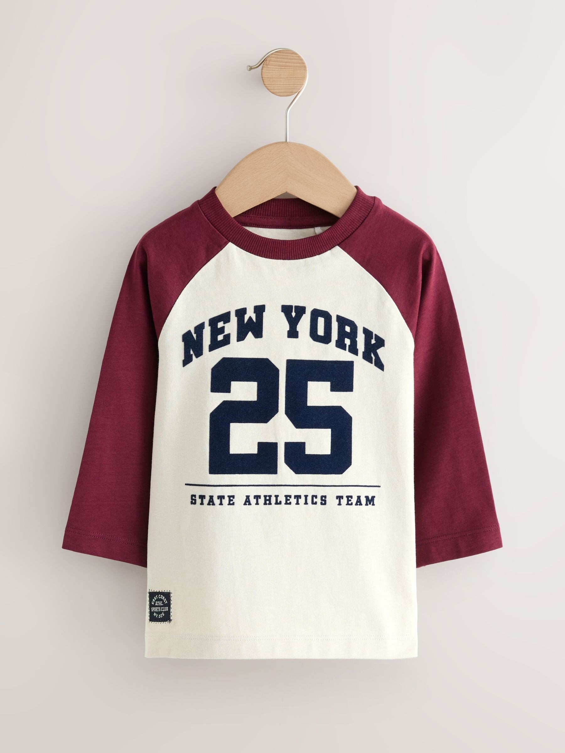 Navy Varsity Long Sleeve Graphic Print T-Shirts 3 Pack (3mths-7yrs) image 5