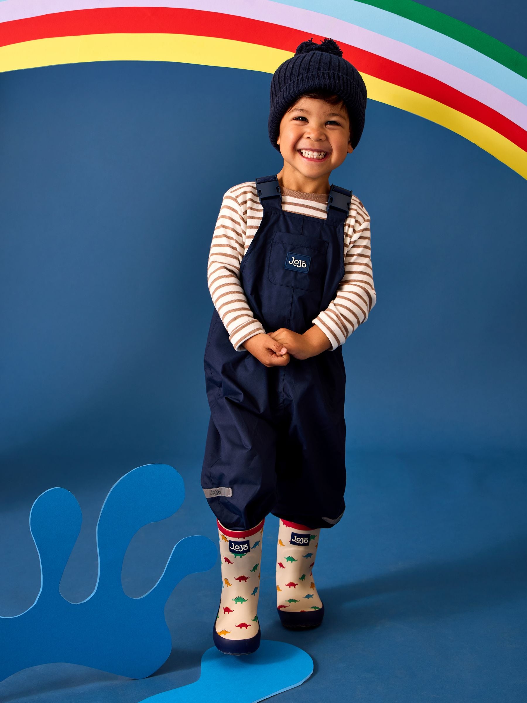 Dsiney Kidz - JoJo Maman Bébé Navy Pack-Away Waterproof Dungarees image 1