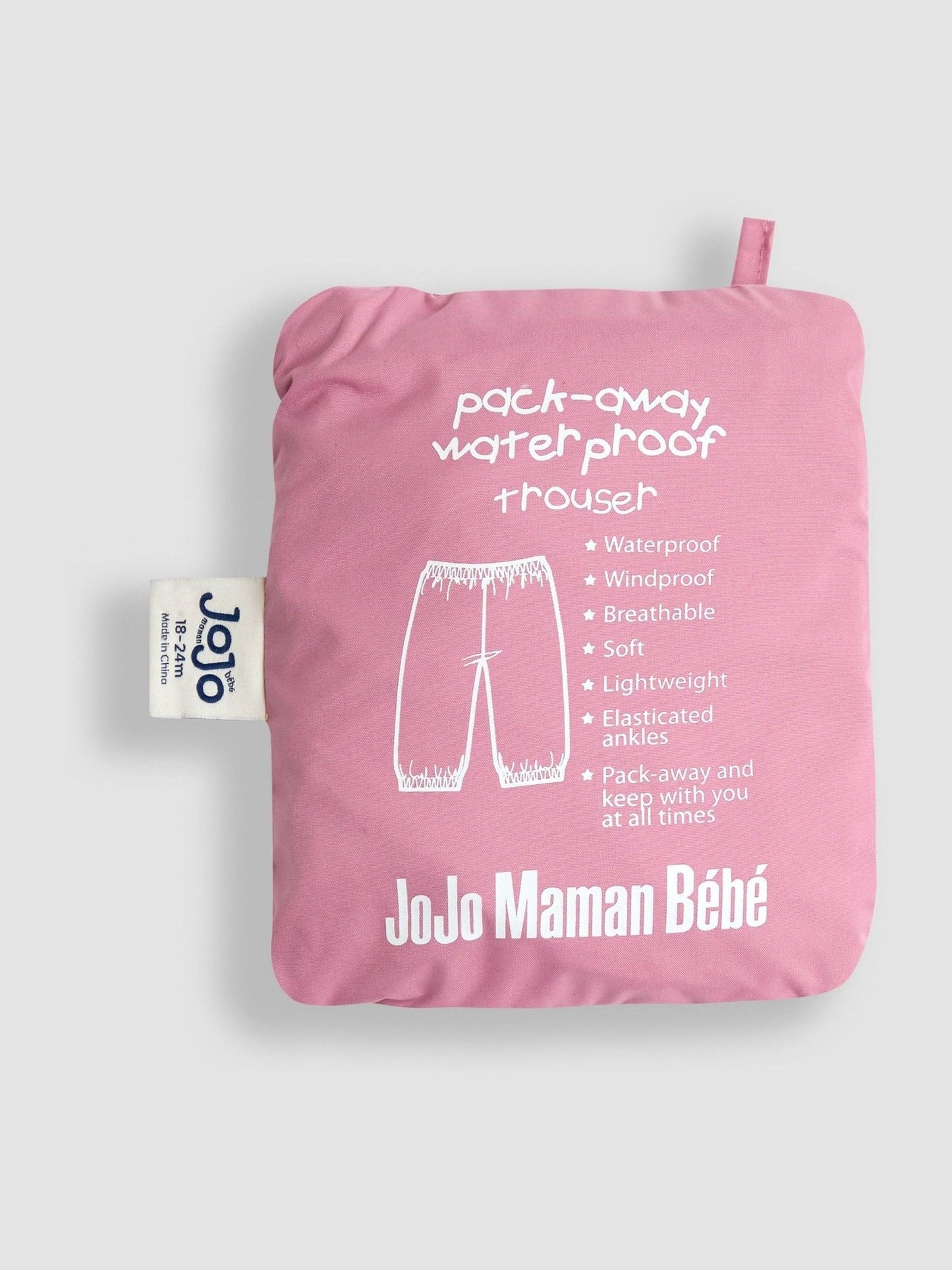 JoJo Maman Bébé Pink Pack-Away Waterproof Trousers image 3