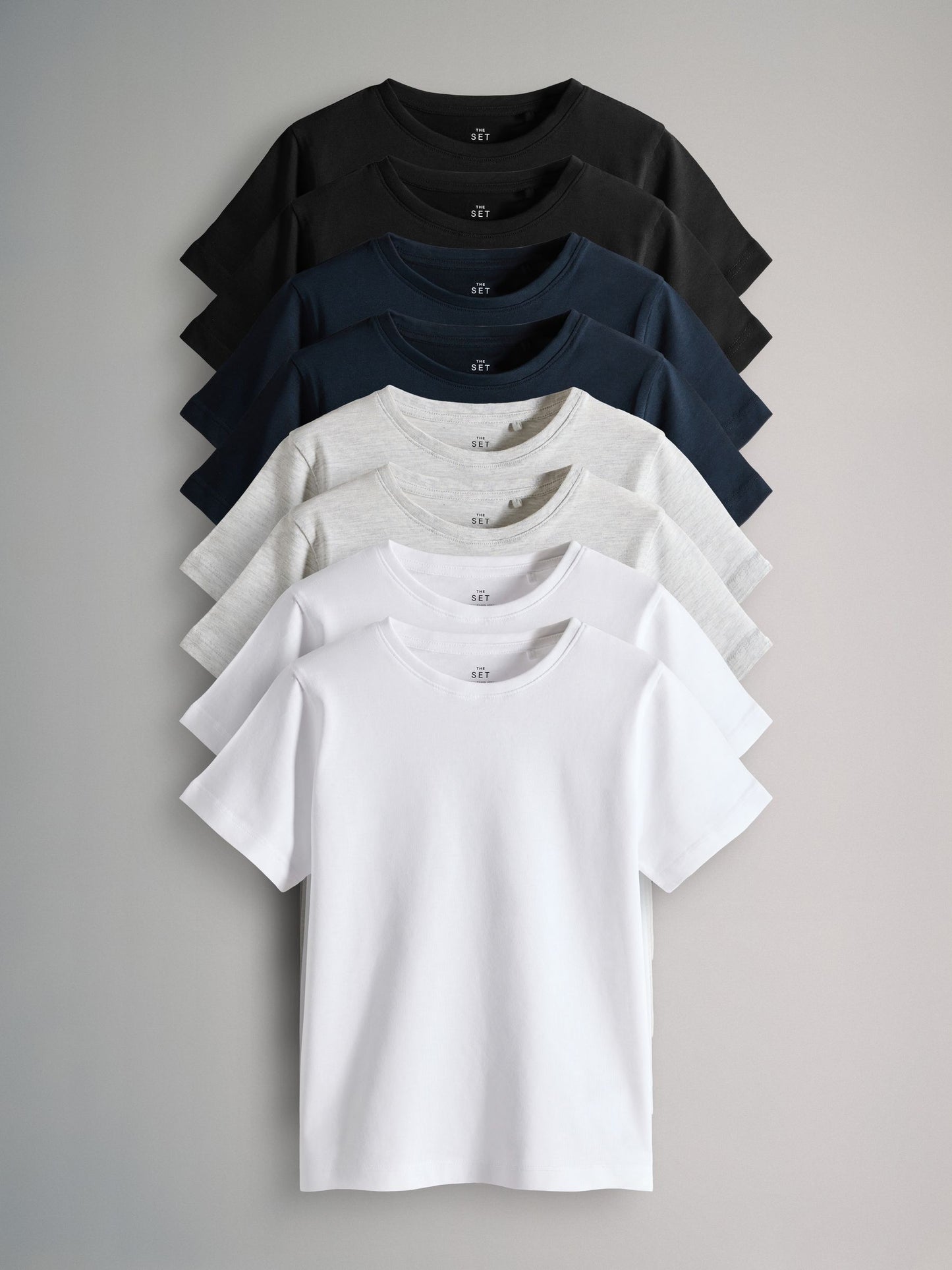 Dsiney Kidz - The Set 8 Pack Regular Short Sleeve Cotton T-Shirts Black/Navy Blue/Grey Marl/White image 1