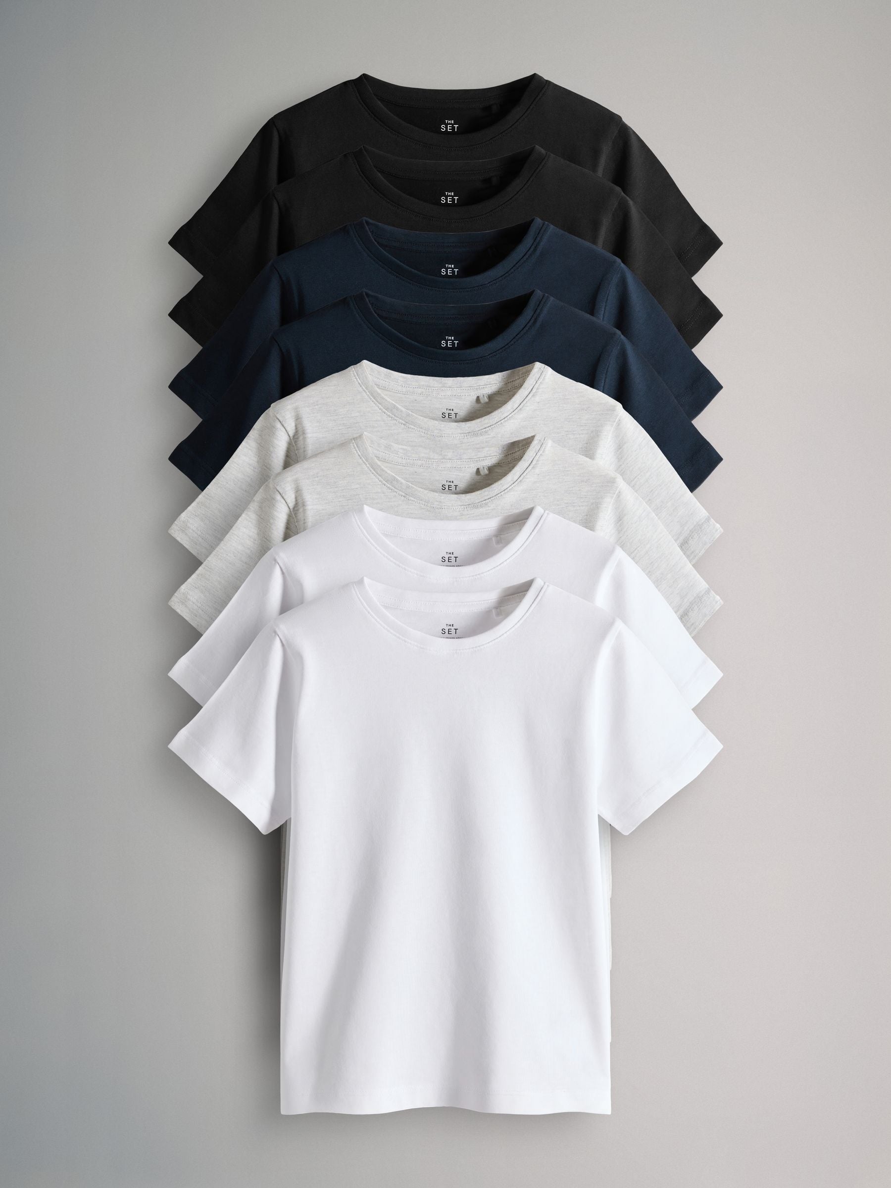 Dsiney Kidz - The Set 8 Pack Regular Short Sleeve Cotton T-Shirts Black/Navy Blue/Grey Marl/White image 1