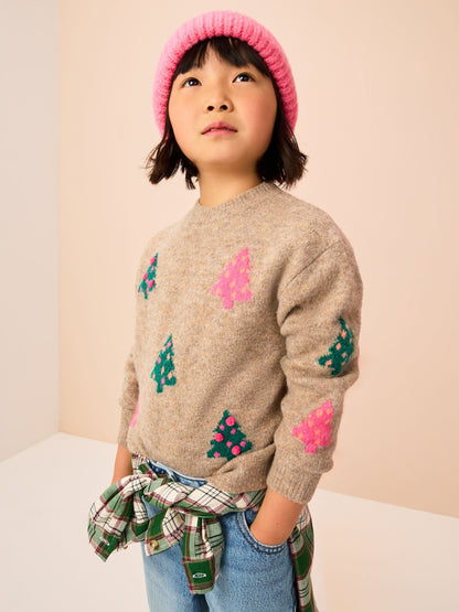 Oatmeal Christmas Tree Jumper (3-16yrs)