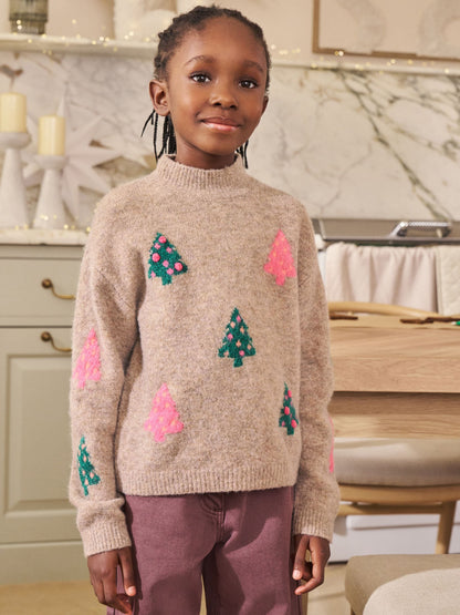 Oatmeal Christmas Tree Jumper (3-16yrs)