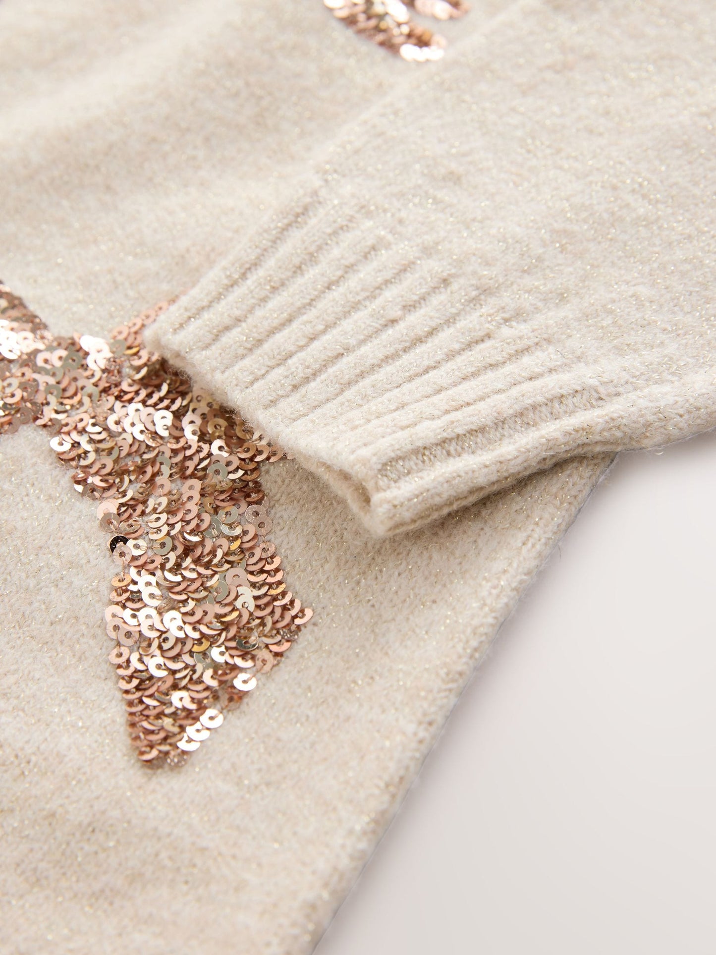 Ecru Bow Embellished Knit Jumper Dress (3-16yrs)