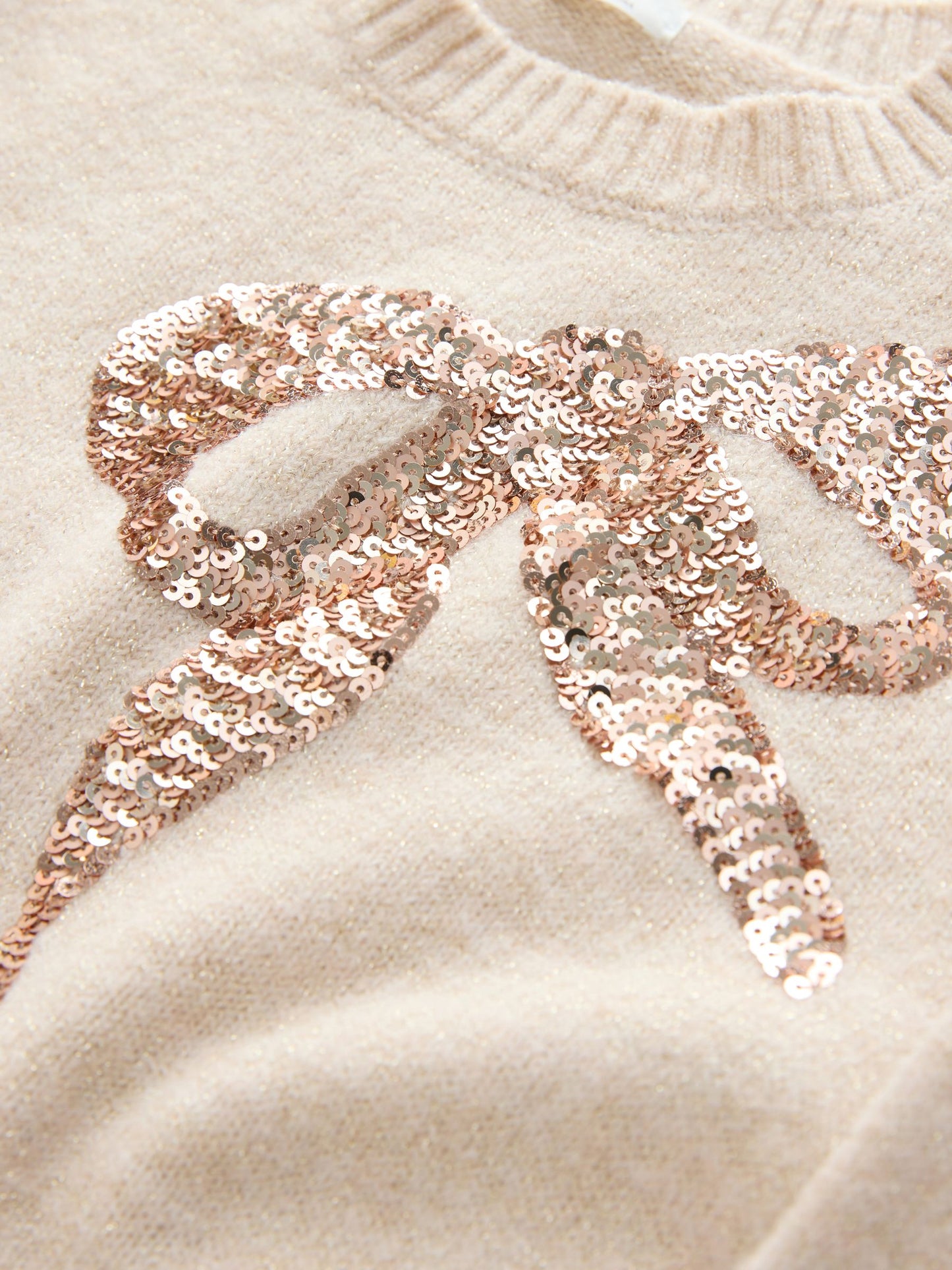 Ecru Bow Embellished Knit Jumper Dress (3-16yrs)