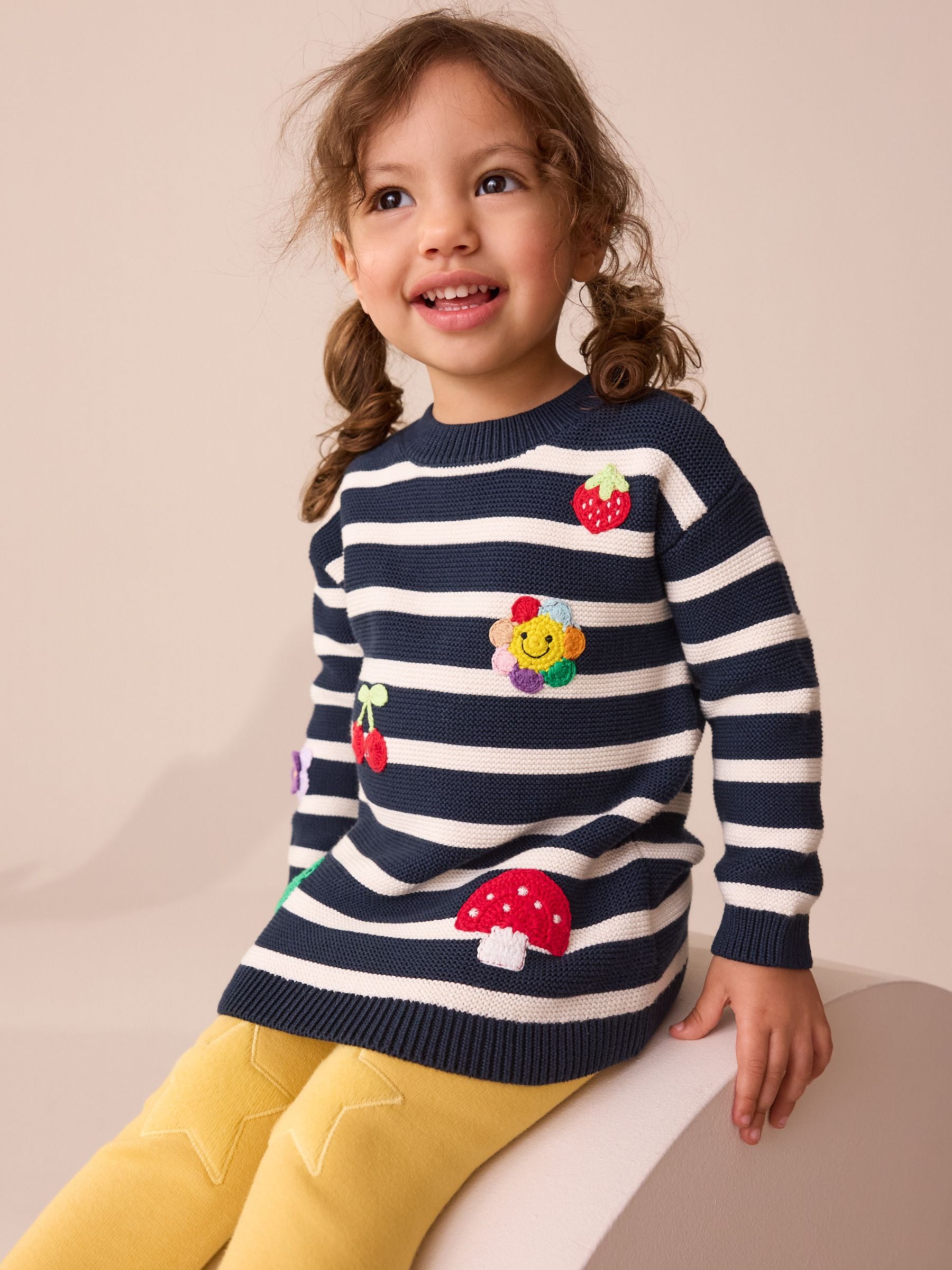 Navy Stripe Character Jumper Dress (3mths-7yrs) image 4